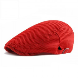 Red Flat Cap, Breathable Hat, Adjustable Newsboy Beret Cap - RKM Shipping Free　「フラットキャップ・帽子」「送料無料」