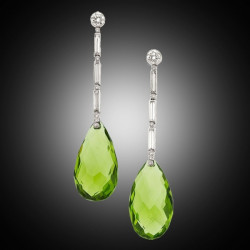 Sparkling Green Peridot Diamond Birthstone Sterling Silver Earrings - RKM Shipping Free　「イヤリング」「送料無料」