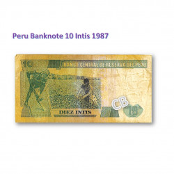 流通中止、10インティ　ペルー　紙幣、旧札、札、1987年 / Discontinued, 10 Intis Peru banknotes 1987