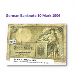 10 マーク　ドイツ ベルリン　使用済み　紙幣　旧札　札　1906年 / 10 Mark German Berlin Banknotes 1906, CBJ-N-10241