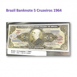 5 クルゼイロ　ブラジル　未使用　紙幣　札　1964年 / 5 Cruzeiros Brasil banknotes 1964 UNC, CBJ-N-10484