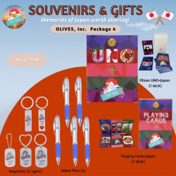 Japan Souvenirs & Gifts Package # 4: Japan Souvenir & Gifts Package # 4: Olives Uno+Japan deck, Japanese Playing Cards+Japan deck, 5 keychains , 5 Japan pens | 12 items