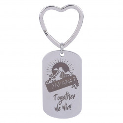 Heart Keychain  - Japanese Souvenir Gift keyholder with embossed the Rising Sun, Mt. Fuji, Japan and the famous slogan, "Together We Win!"  1 Pack | 10 Pieces